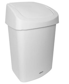 SABCO RUBBISH BIN SWING STOP LID WHITE 50LT