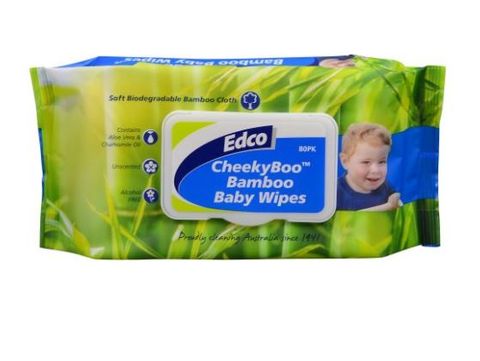 EDCO CHEEKY BAMBOO BABY WIPES 80PK