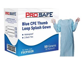 PROSAFE BLUE CPE SPLASH GOWN WITH TIES PKT OF 25