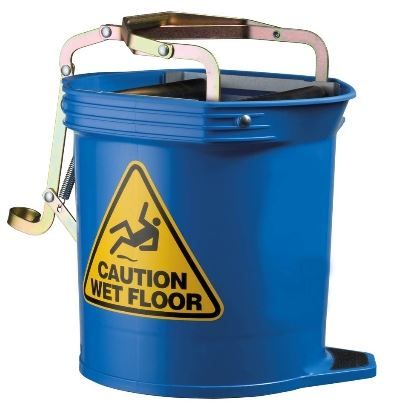 OATES WIDE MOUTH ROLLER WRINGER BUCKET PLASTIC 16LT BLUE 165449