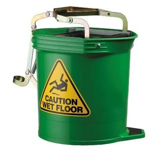 OATES WIDE MOUTH ROLLER WRINGER BUCKET PLASTIC 16LT GREEN 165450