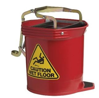 OATES WIDE MOUTH ROLLER WRINGER BUCKET PLASTIC 16LT RED 165451