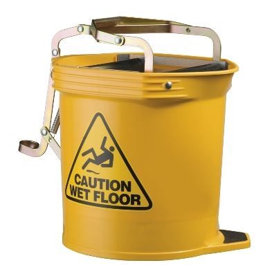 OATES WIDE MOUTH ROLLER WRINGER BUCKET PLASTIC 16LT YELLOW 165452