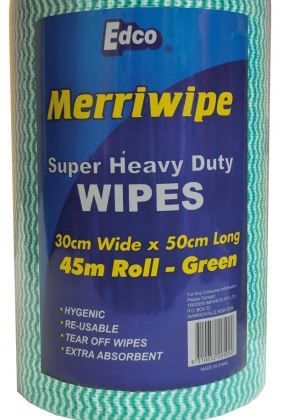 EDCO MERRIWIPE SUPER HEAVY DUTY WIPES GREEN ROLLS