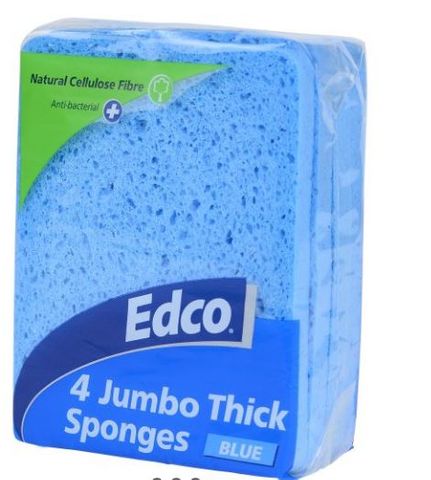EDCO JUMBO THICK SPONGES 4PK BLUE