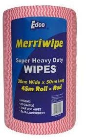 EDCO MERRIWIPE SUPER HEAVY DUTY WIPES RED ROLLS