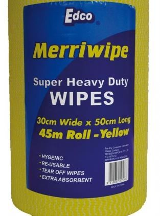 EDCO MERRIWIPE SUPER HEAVY DUTY WIPES YELLOW ROLL