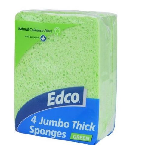 EDCO JUMBO THICK SPONGE 4PK GREEN