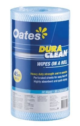 OATES DURACLEAN WIPES ON A ROLL 45MT BLUE 165396