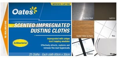 OATES SCENTED IMPREGNATED DUSTING CLOTH 25PK 165407