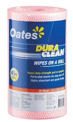 OATES DURACLEAN WIPES ON A ROLL 45MT RED 165399