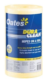 OATES DURACLEAN WIPES ON A ROLL 45MT YELLOW 165400