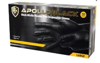 APOLLOBLACK NITRILE DISPOSABLE GLOVES LARGE