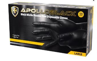 APOLLOBLACK NITRILE DISPOSABLE GLOVES LARGE