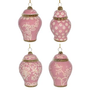Blossom Ginger Jar Ornaments Pink Box of 4