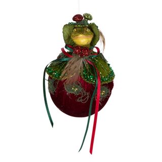 Sardella Frog Prince Ornament Plum & Green