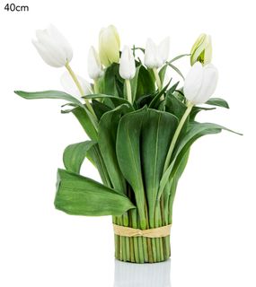 Tulip Bundle Wrapped 40cm White