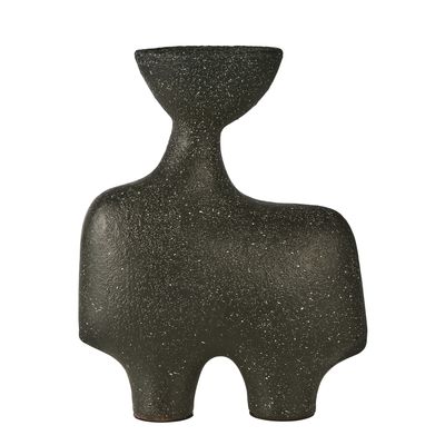 Moore Vase Low Charcoal