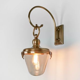 Savoy Outdoor Wall Light with Glass Shade Antique Brass