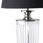 Bellevue Glass Nickel Lamp With Black Linen Shade