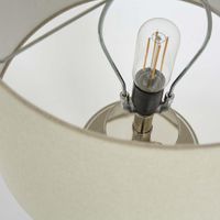 Bellevue Glass Nickel Lamp With Natural Linen Shade