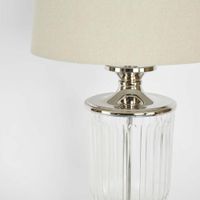 Bellevue Glass Nickel Lamp With Natural Linen Shade