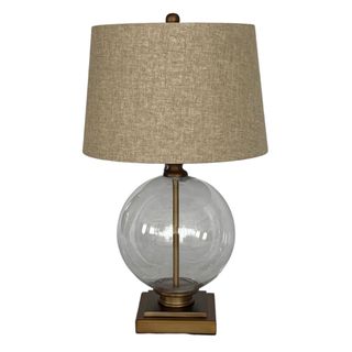Ivy Antique Brass And Glass With Natural Linen Shade