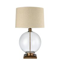 Ivy Antique Brass And Glass With Natural Linen Shade