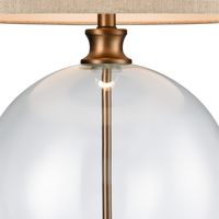 Ivy Antique Brass And Glass With Natural Linen Shade