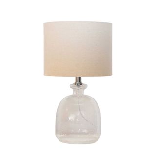 Round Glass Lamp W/ Natural Shade Min 2