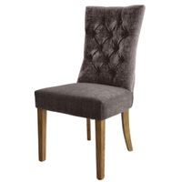 Diana Buttoned Hamptons Dining Chair Silver Grey Linen Blend