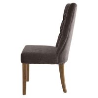 Diana Buttoned Hamptons Dining Chair Silver Grey Linen Blend