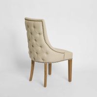 Bordeaux Studded Beige Oakwood Dining Chair