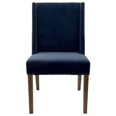 Ithaca Navy Velvet Dining Chair W/Studs