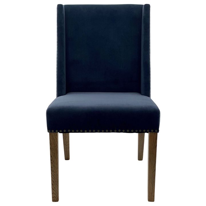 Ithaca Navy Velvet Dining Chair W/Studs