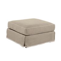 Slip Cover Only - Noosa Hamptons Ottoman Natural W/White Piping