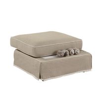 Slip Cover Only - Noosa Hamptons Ottoman Natural W/White Piping