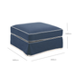 Ottoman Slip Cover - Noosa Navy with White Piping