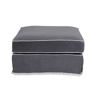 Ottoman Slip Cover - Noosa Grey with White Piping