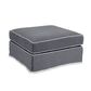 Slip Cover Only - Noosa Hamptons Ottoman Grey W/White Piping