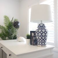 Lucca Blue & White Jar Shaped Lamp & Shade