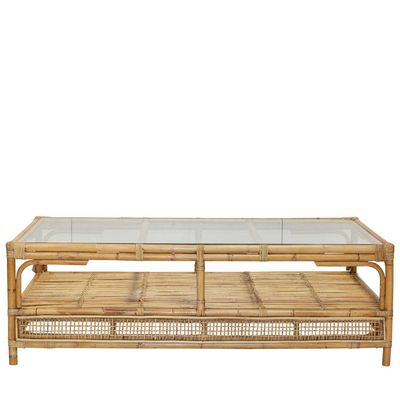 Havana Rattan Hamptons Coffee Table W Glass Top