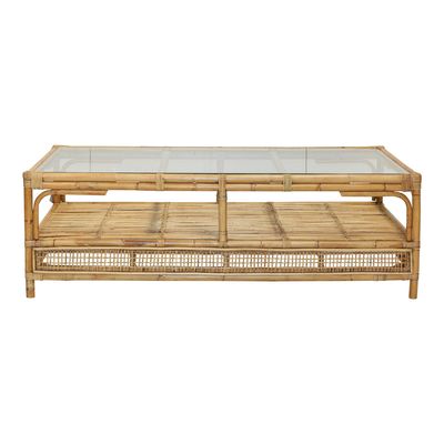 Havana Rattan Hamptons Coffee Table W Glass Top