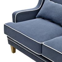 Bondi Hamptons 2 Seat Sofa Navy W/White Piping