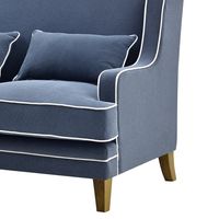 Bondi Hamptons 2 Seat Sofa Navy W/White Piping