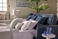 Bondi Hamptons 2 Seat Sofa Navy W/White Piping