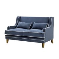 Bondi Hamptons 2 Seat Sofa Navy W/White Piping