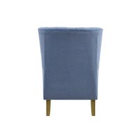 Bayside Slate Blue Hamptons Button Tufted Winged Armchair W/Wooden Legs