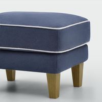 Bondi Hamptons Ottoman Navy W/White Piping