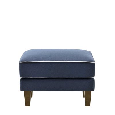 Bondi Hamptons Ottoman Navy W/White Piping